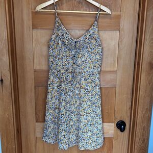 Gilli Yellow Floral Spaghetti-Strap Mini Dress